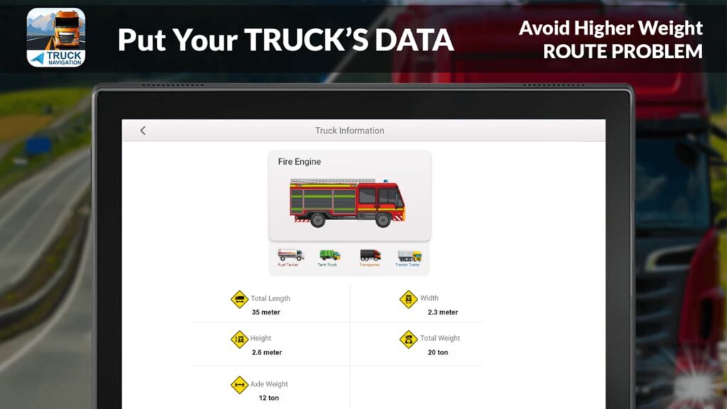 Applicazione di navigazione GPS per camion