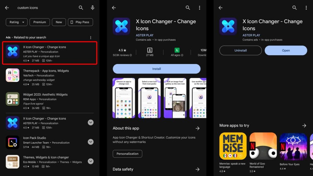change app icons and names