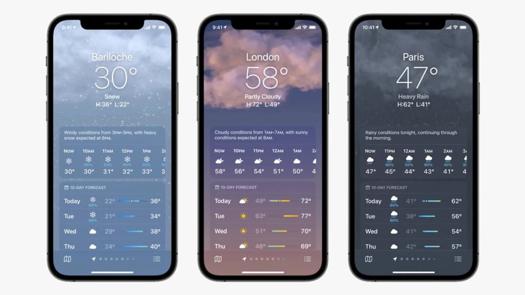 Correzioni dell'app meteo