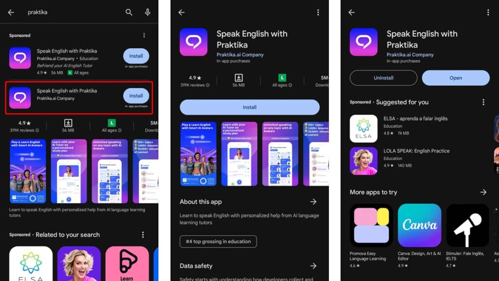 AI English learning app