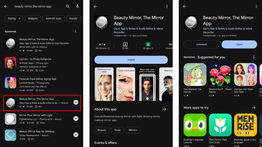 mobile mirror app