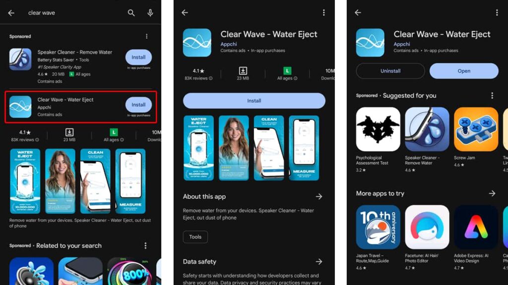 water removal app