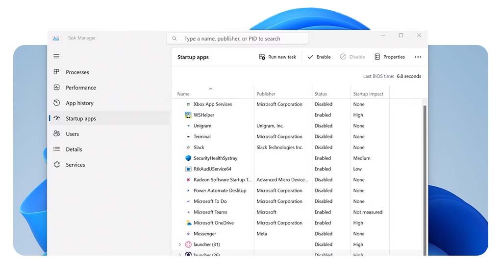 Disable Startup Apps