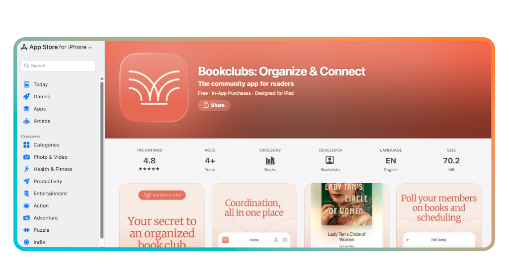 Online book club app
