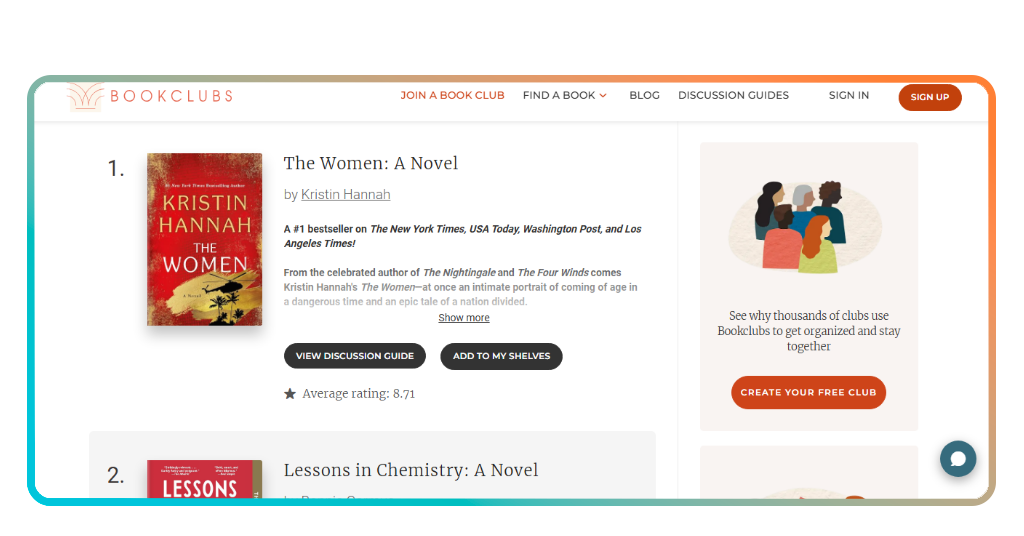 Online book club app