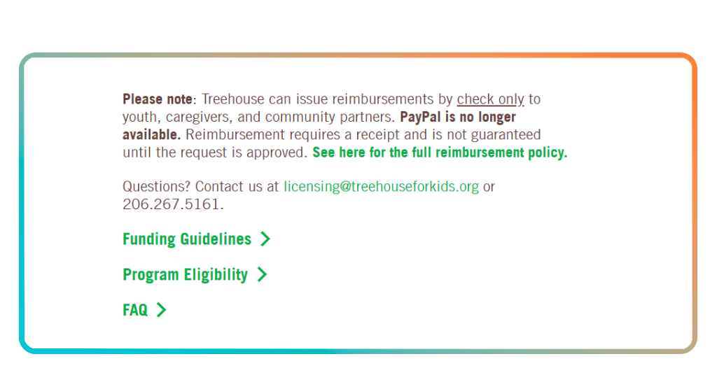 Treehouse Driver's assistance program