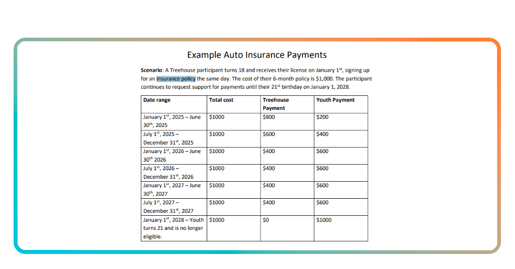 Treehouse Driver's assistance program