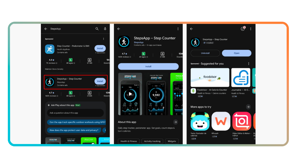 Daily step counter app