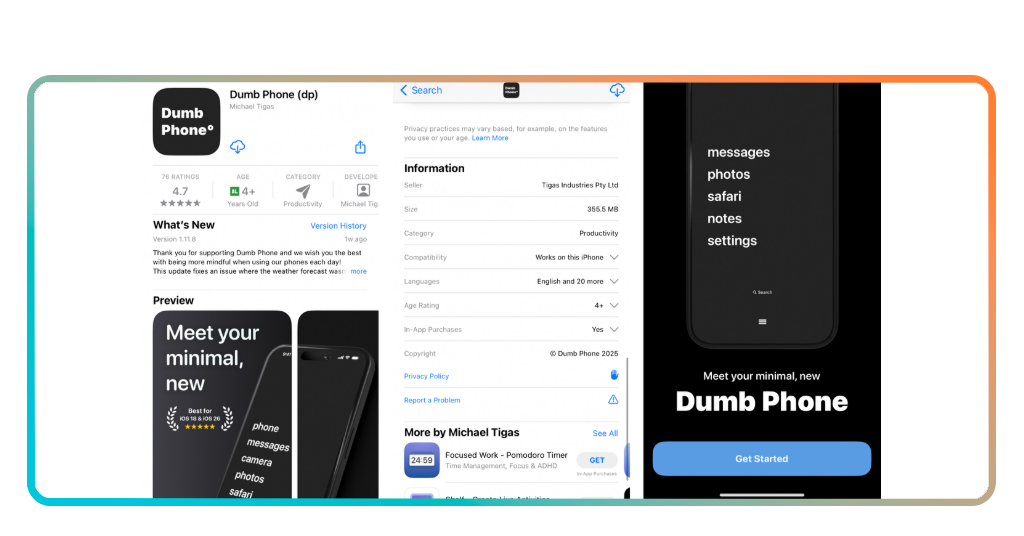 Minimalist phone app