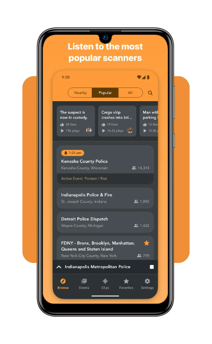 Scanner Radio app settings for notification thresholds