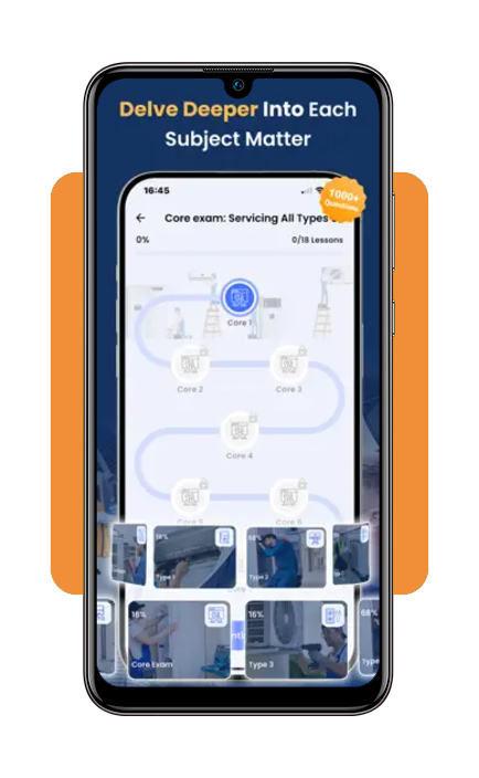 EPA 608 practice test core section selection screen