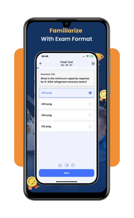 EPA 608 practice test simulation mode screen