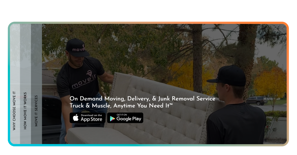 Move It Helper app: sign up and earn $30/hour moving furniture 2 Move It Helper app sign up screen