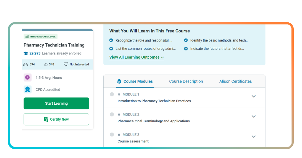 Step 3 - Read the course modules and description on Alison