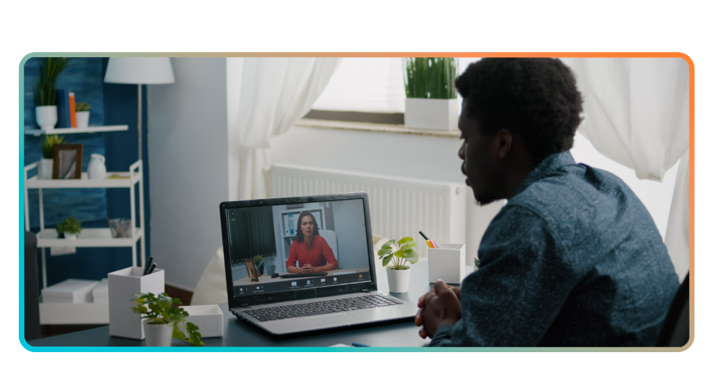 Person doing online therapy on a video call