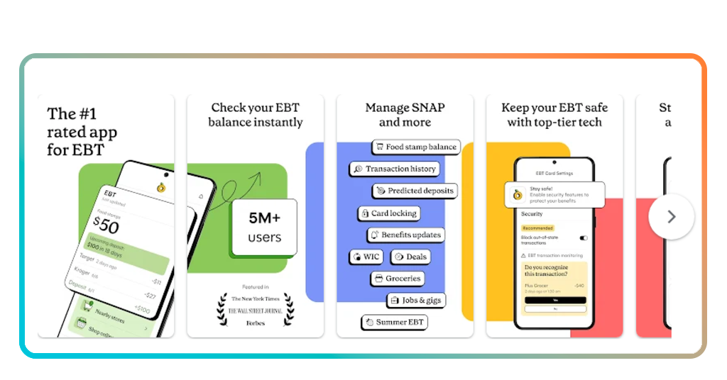 EBT balance app: check your available benefits using Propel 2 Live benefit tracking dashboard in an EBT balance app showing food and cash balances