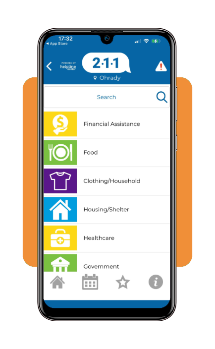 211 assistance: learn how get financial support and benefits 3 211 Info App category search screen