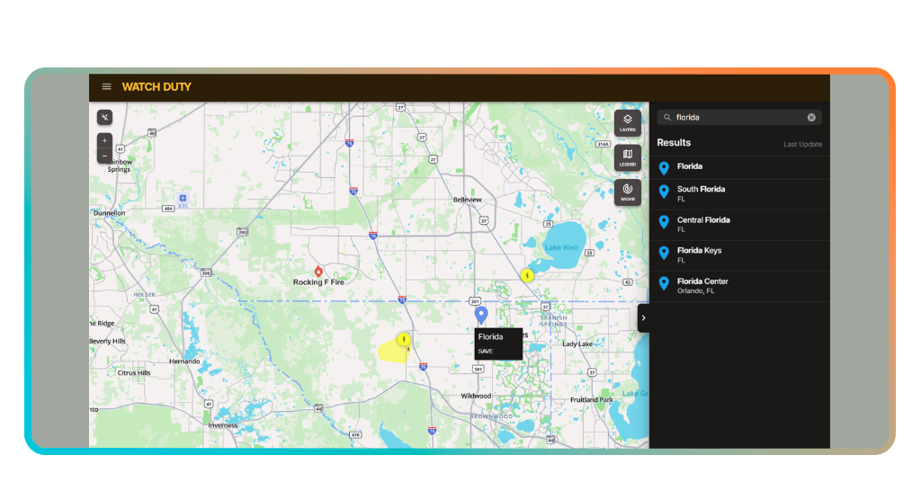 Wildfire alert app: get real-time alerts using Watch Duty 3 Watch Duty location monitoring setup screen