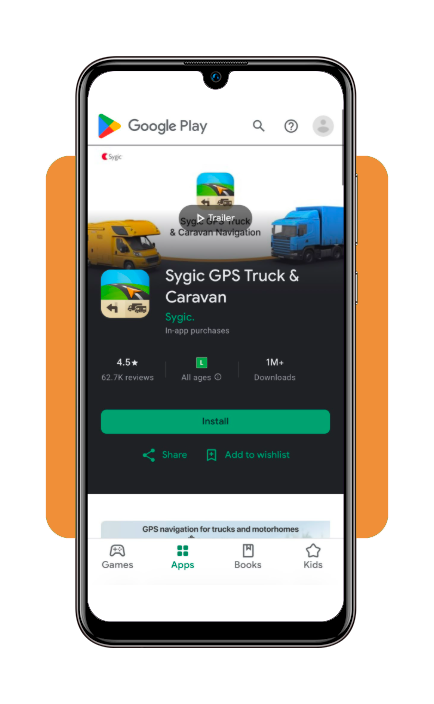 Sygic Truck app vehicle profile setup screen