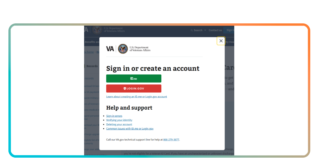 Veteran ID card: how to apply to get your digital ID card 2 Step 2 - Sign in or create a VA account