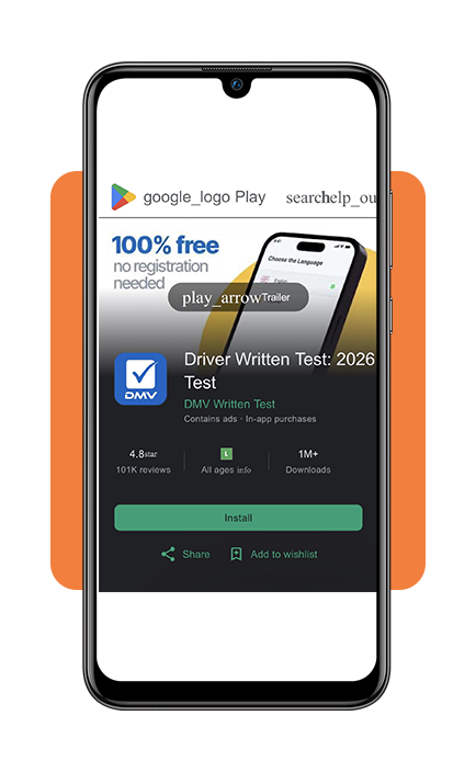 DMV written test app - select your state screen