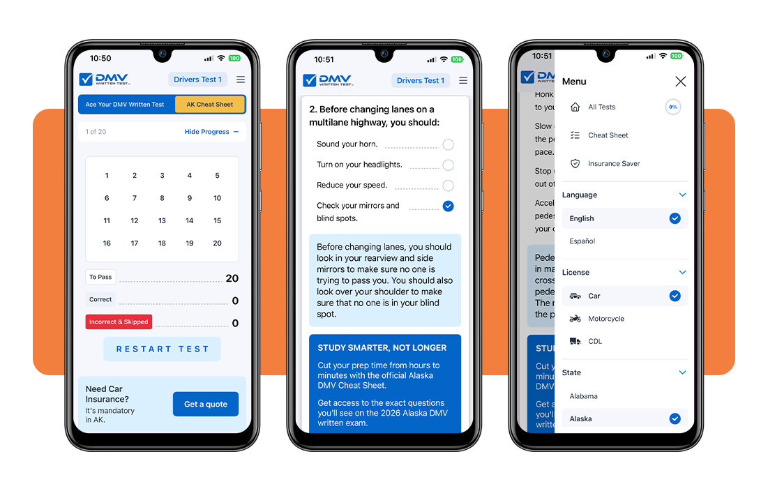 DMV written test app - progress tracker and score monitoring
