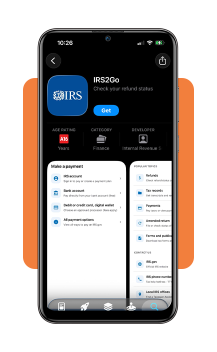 IRS EITC Assistant tool interface on IRS2Go app