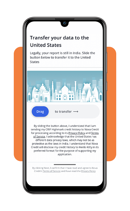 Nova Credit data transfer step to translate international credit report to U.S. format