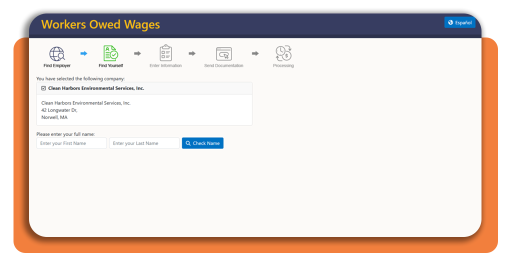 Unclaimed wages: check now if you are owed free money 2 WOW database name confirmation screen showing name match results for unclaimed wages