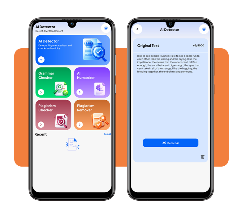 AI Detector app text paste and scan interface