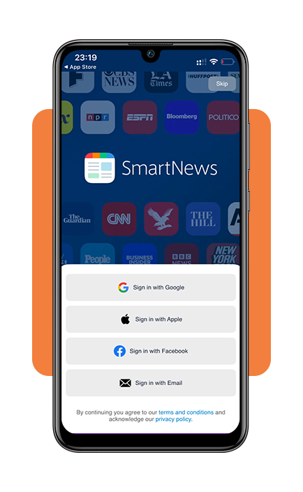 Step 2 - Create an account and log in to SmartNews