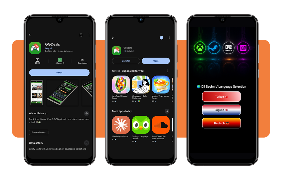 GGDeals app download screen on the Play Store
