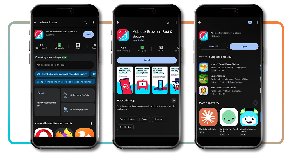 Step 1 - Download Adblock Browser from the app store on your device