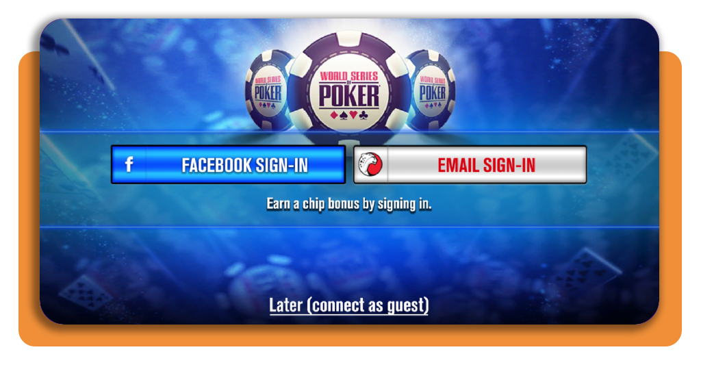 WSOP Poker sign in or guest screen