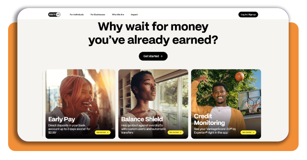 Cash advance app: get up to $ 150,00 instantly in your account 2 EarnIn app download screen on a smartphone
