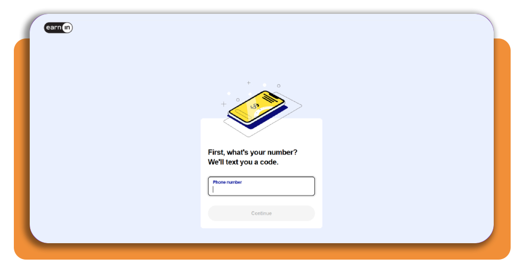Cash advance app: get up to $ 150,00 instantly in your account 4 EarnIn account creation and bank linking screen