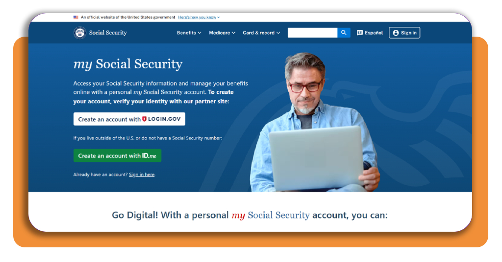 Access to SSN on mobile (app to view the digital SSN) 1 Step 1 - Access the official SSA website on mobile browser