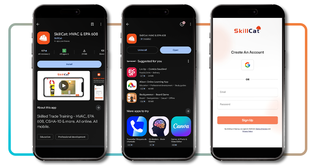 SkillCat app account creation screen