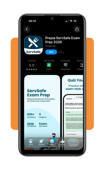 Prepia ServSafe app download screen on a smartphone