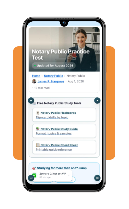 Notary Public Practice Test study format menu