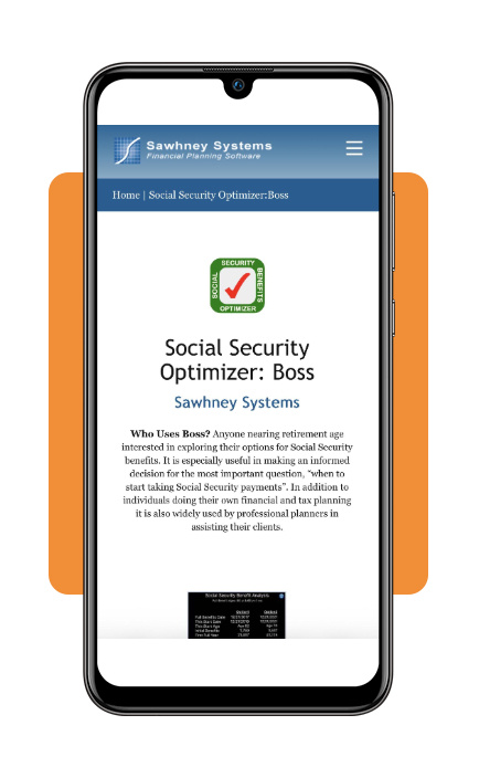 Compare Social Security Benefits at different claiming ages 3 Step 2 - Input baseline figures into Social Security Optimizer Boss app