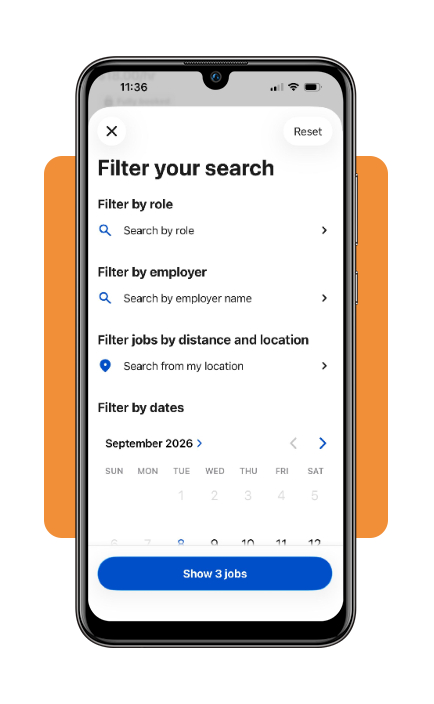 Indeed Flex browse cleaning shifts screen