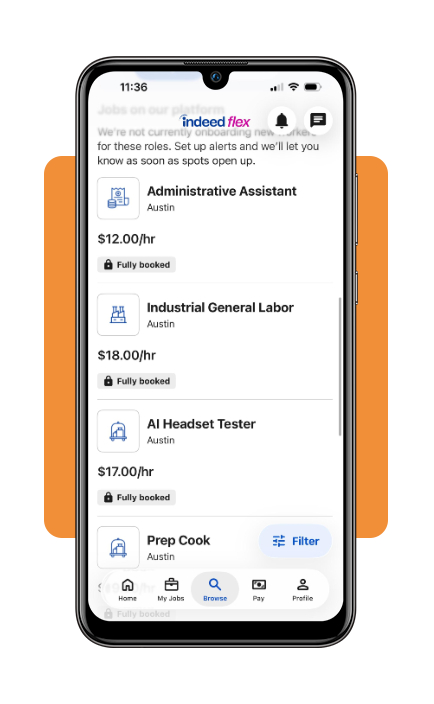 Indeed Flex list of available cleaning jobs
