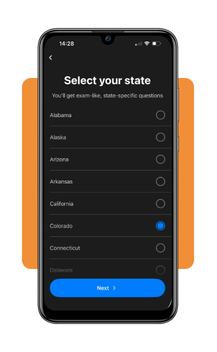 CDL Genie state selection screen