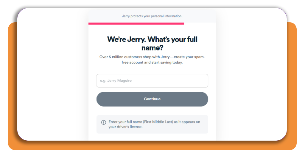 Jerry personal information form with name and phone number fields