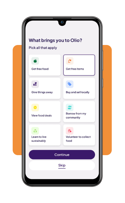 Step 4 - Pick your interests on Olio
