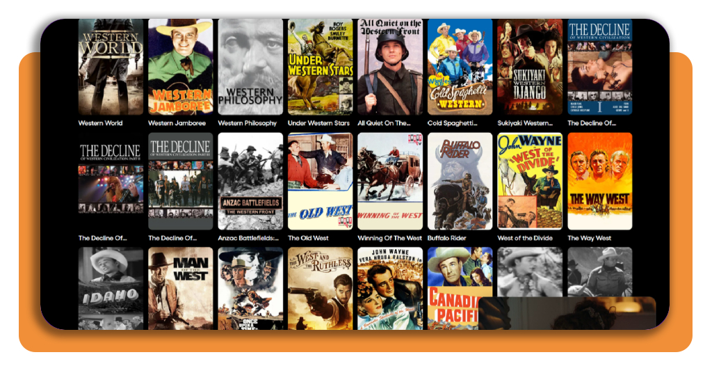 Browsing the Western movie catalog on Pluto TV
